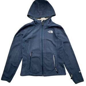 The North Face Windwall Fleece Hooded Jacket Womens Medium Blue Full Zip